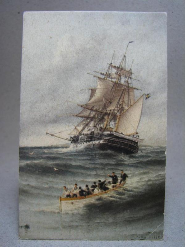 Fartyg Bojen hämtas hem Oskrivet gammalt vykort