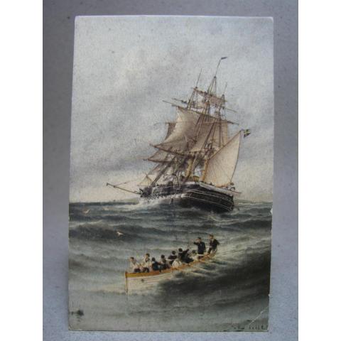 Fartyg Bojen hämtas hem Oskrivet gammalt vykort