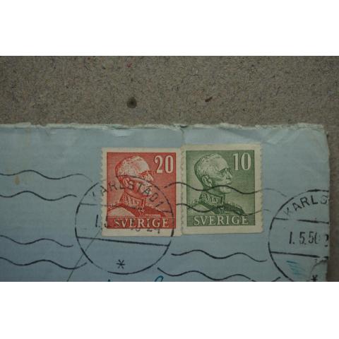 Brev med 2 frimärken från 1950 Karlstad