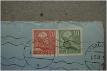 Brev med 2 frimärken från 1950 Karlstad