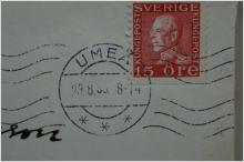 Brev med frimärke från 1935 Umeå