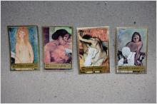 Ekivok 4 stycken Fujeira Art Paintings Nude stamps 1972 Arab Emirates