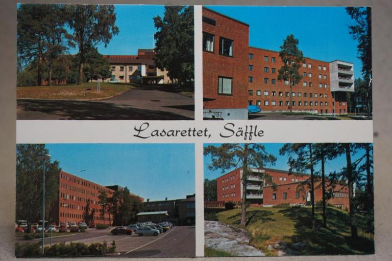 Bilar vid Lasarettet Säffle   - Äldre vykort 
