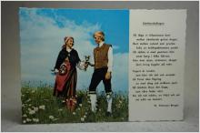 Folkdräkt med Jämtlandssången Äldre skrivet vykort