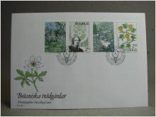 FDC Vinjett -  10/10 1987 Botaniska Trädgårdar / med fin stämpel på 4 frimärken