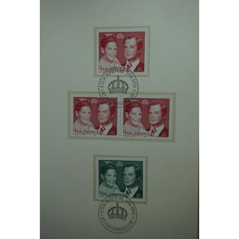 Carl XVI Gustaf Silvia Sommerlath 19 Juni 1976 - Innehåller 4 fint stämplade frimärken 