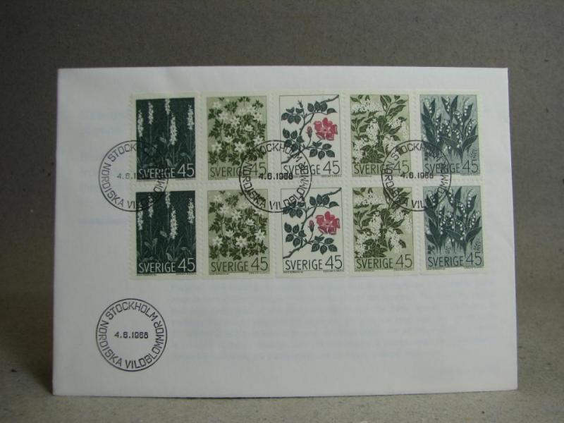 FDC  4/6 1968 Nordiska Vildblommor = 10 frimärken