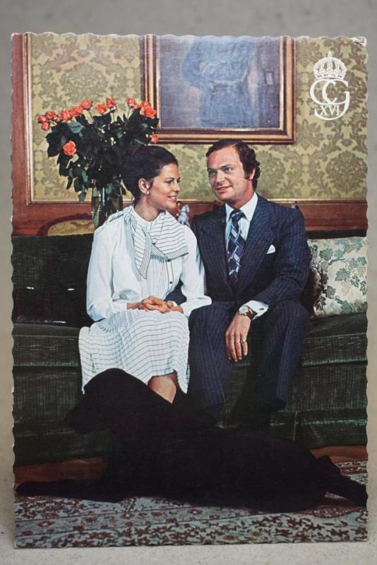 H.M. Konung Carl XVI Gustaf och Drottning Silvia - Oskrivet vykort 