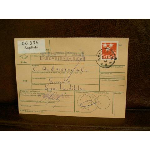 Paketavi med stämplade frimärken - 1964 - Ängelholm till Sunne