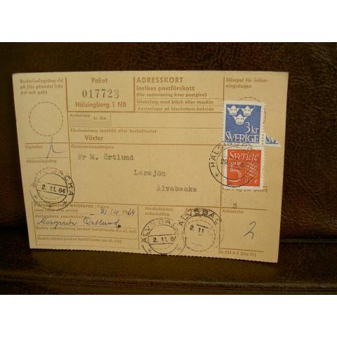 Paketavi med stämplade frimärken - 1964 - Hälsingborg 1 till Älvsbacka