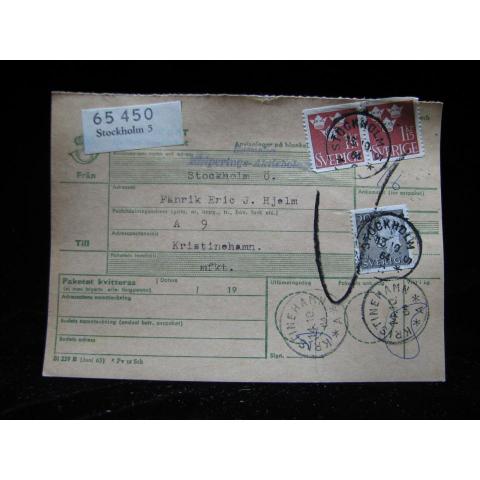 Adresskort med stämplade frimärken - 1964 - Stockholm till Kristinehamn