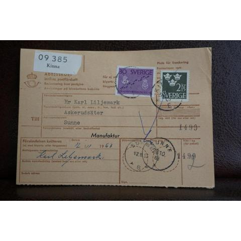 Frimärken  på adresskort - stämplat 1963 - Kinna - Sunne 
