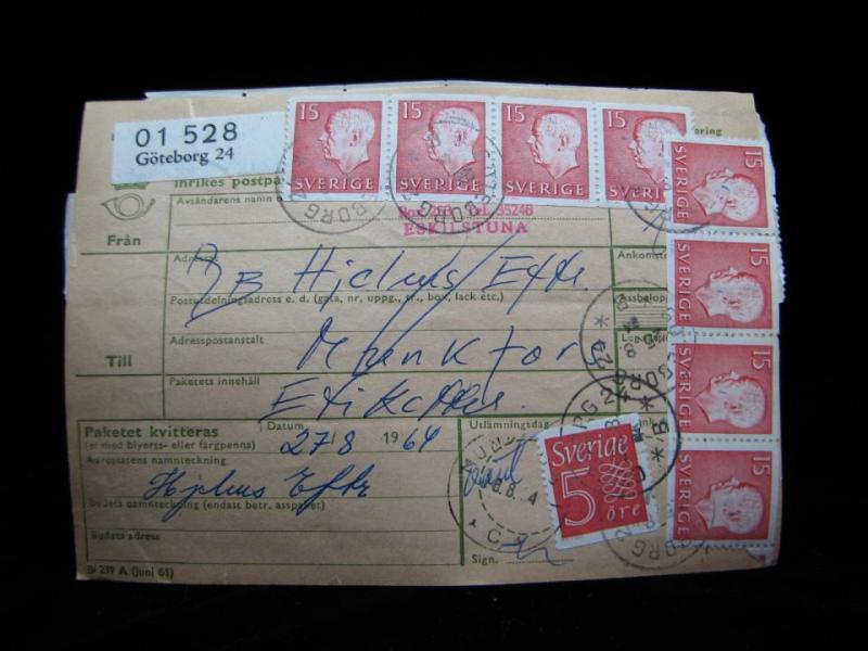 Adresskort med stämplade frimärken - 1964 - Göteborg till Munkfors