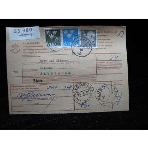 Adresskort med stämplade frimärken - 1964 - Falkenberg till Älvsbacka