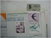  3 Stämplade  frimärken på 20:- + 7:- + 1:-   Postförskottsbrev