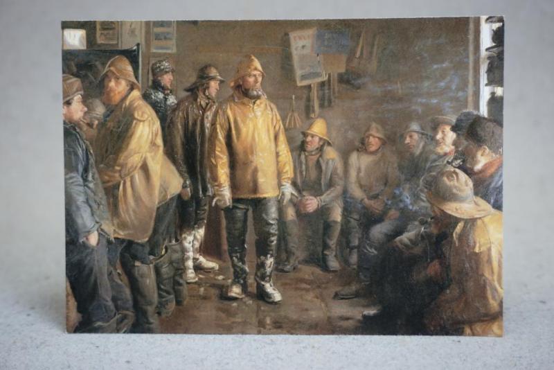 I Köpmandens bod en vinterdag av Michael Ancher oskrivet vykort
