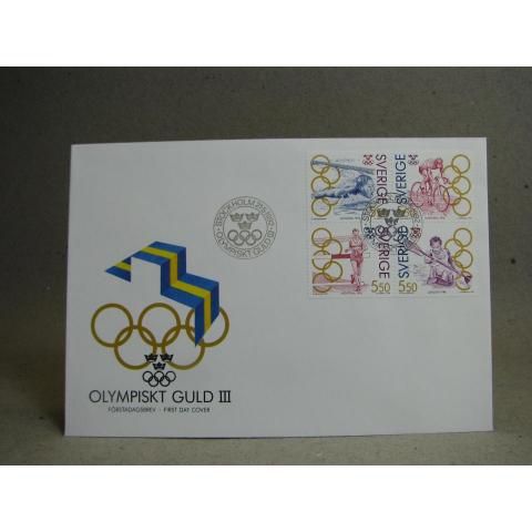 FDC Vinjett - Olympiskt Guld III 21.5.1992 / med fina stämplar