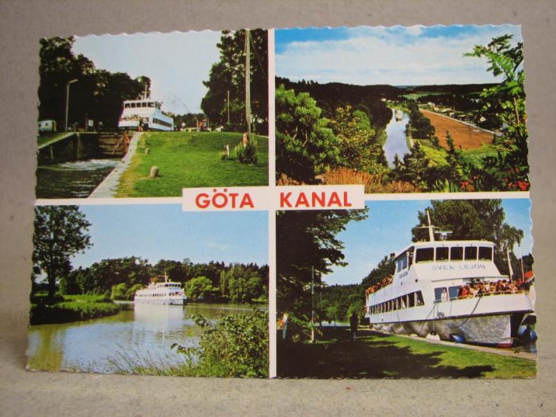 Vykort - Göta Kanal med kryssningsfartygen Svea Lejon Göta Lejon Wasa Lejon 1993
