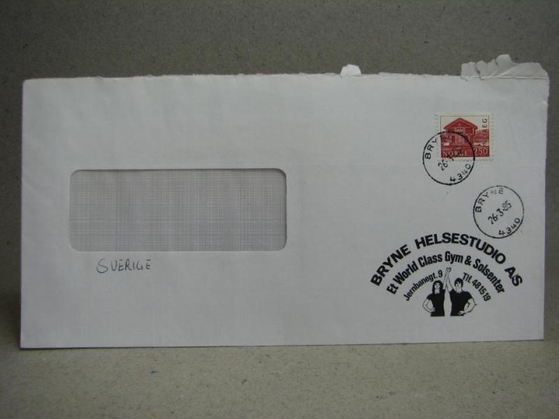 Äldre brev med frimärke - stämplat Bryne 1985