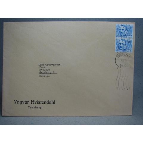 Äldre brev med frimärken - stämplat Tönsberg 1975