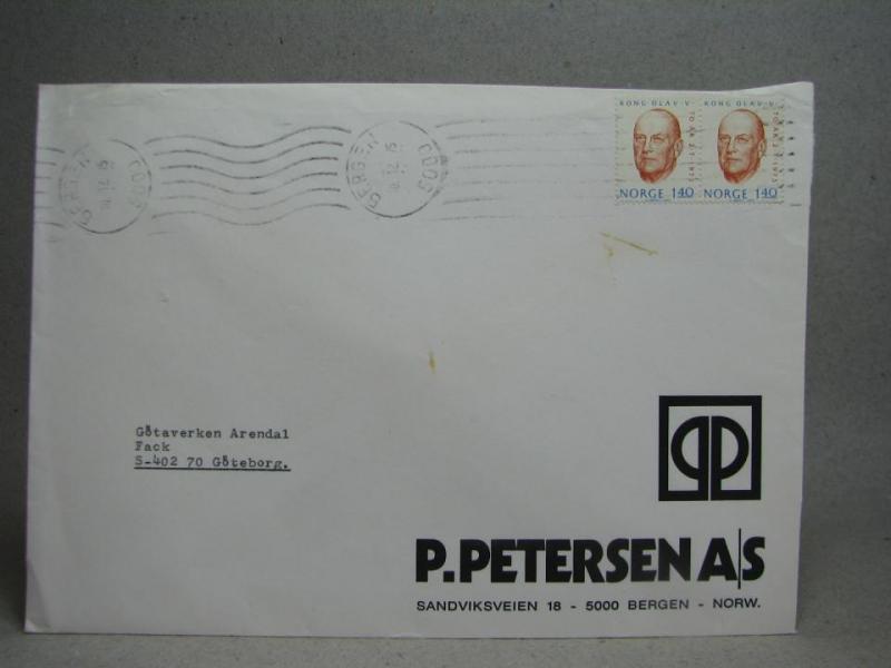 Äldre brev med frimärken - stämplat Bergen 1975