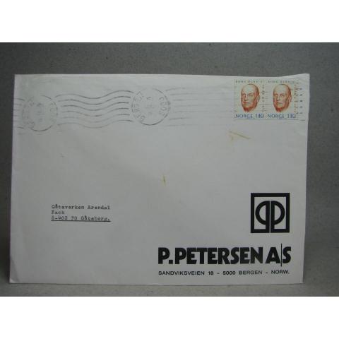 Äldre brev med frimärken - stämplat Bergen 1975