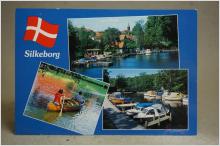 Silkeborg flerbild - Danmark - med ett ostämplat 4.50 frimärke