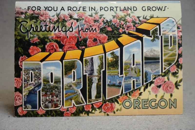 Portland Oregon 18 otroligt vackra bilder i en gammal folder -  oskriven gammal Dragspelsmapp 