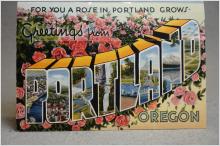 Portland Oregon 18 otroligt vackra bilder i en gammal folder -  oskriven gammal Dragspelsmapp 