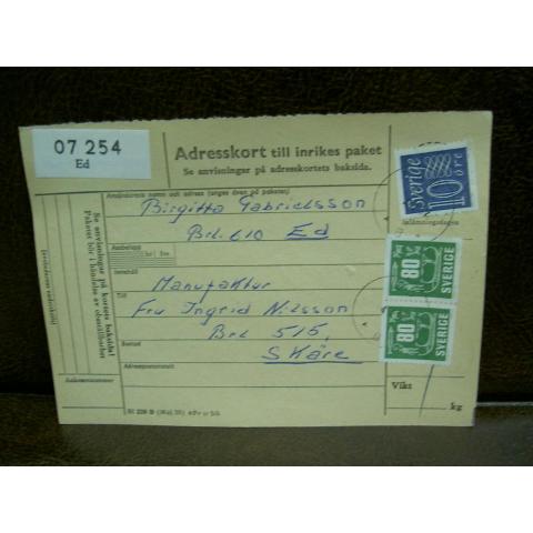 Paketavi med stämplade frimärken - 1962 - Ed till Skåre