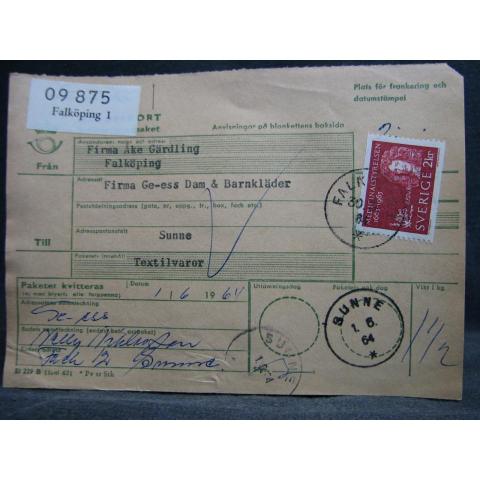 Adresskort med stämplade frimärken - 1964 - Falköping till Sunne