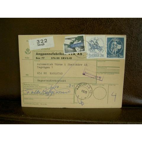 Paketavi med stämplade frimärken - 1973 - Sävsjö till Karlstad