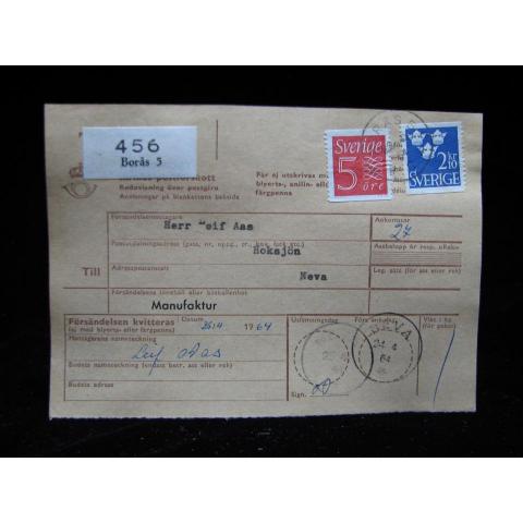 Adresskort med stämplat frimärke - 1964 - Borås till Neva