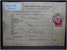 Adresskort med stämplade frimärken - 1962 - Halmstad till Munkfors