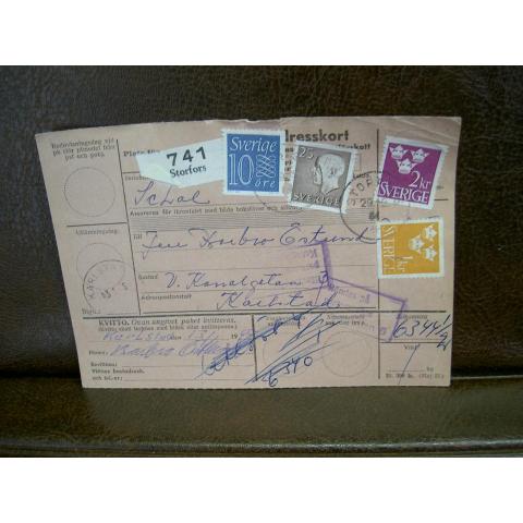 Paketavi med stämplade frimärken - 1964 - Storfors till Karlstad