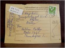 Frimärke  på adresskort - stämplat 1962 - Stockholm 8 - Munkfors 1