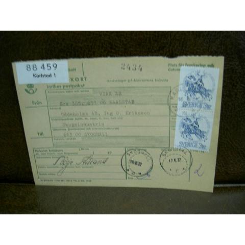Paketavi med stämplade frimärken - 1972 - Karlstad 1 till Skoghall