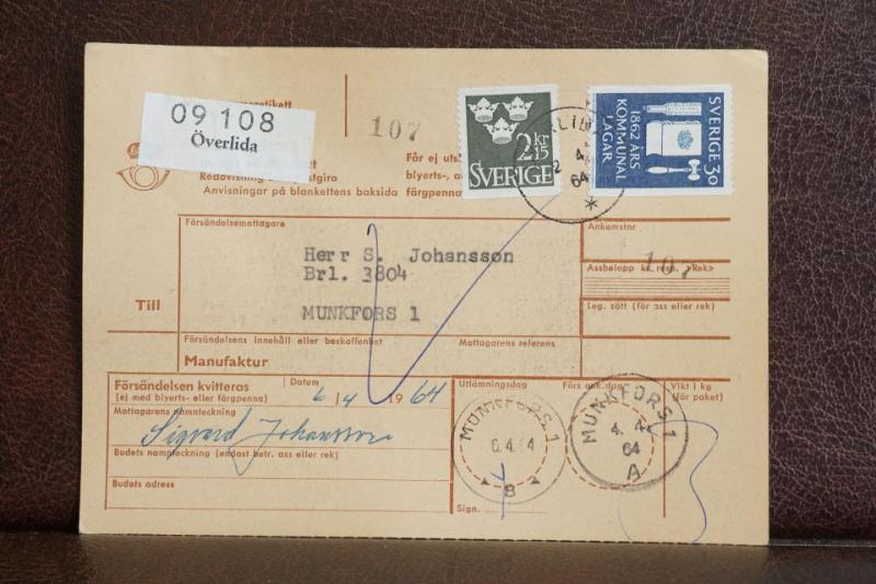 Frimärken  på adresskort - stämplat 1963 - Veddige - Sunne