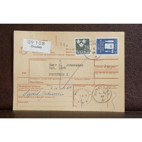 Frimärken  på adresskort - stämplat 1963 - Veddige - Sunne