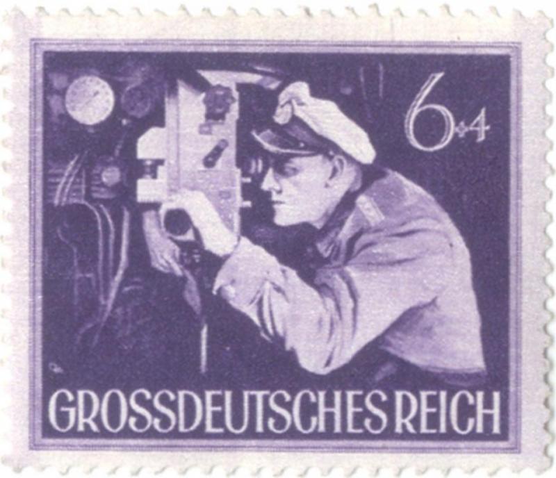 Tredje Riket - Ubåtskommendant på frimärke från 1944