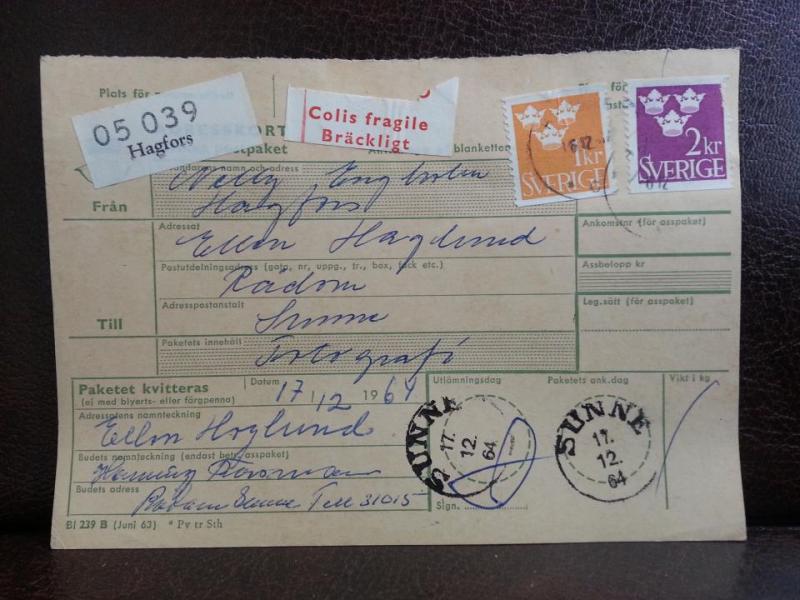 Frimärken på adresskort - stämplat 1964 - Hagfors - Sunne