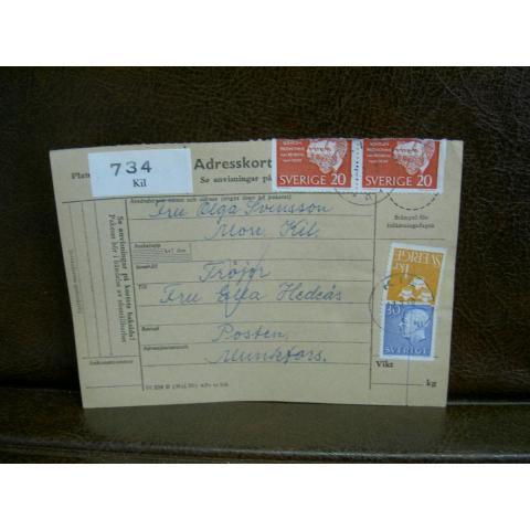 Paketavi med stämplade frimärken - 1962 - Kil till Munkfors