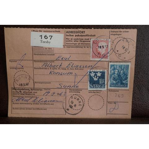 Frimärken  på adresskort - stämplat 1963 - Torsby - Sunne