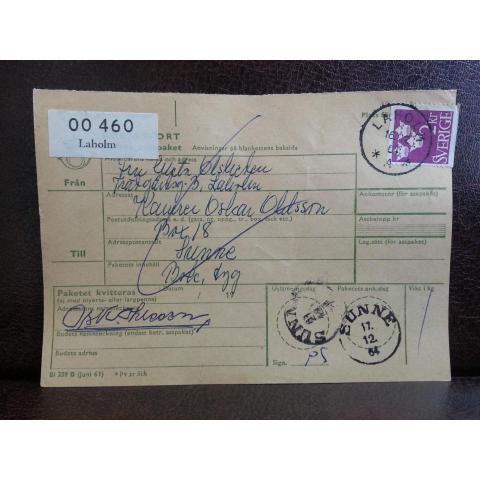 Frimärken  på adresskort - stämplat 1964 - Laholm - Sunne