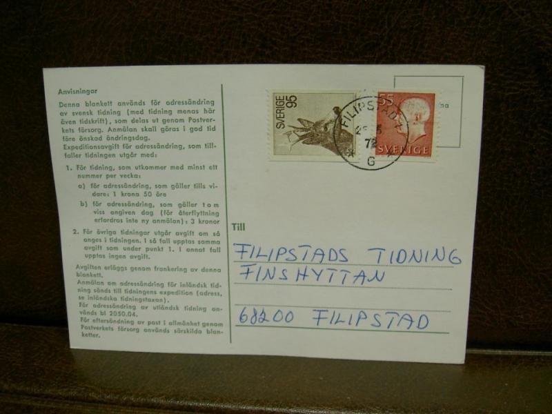 Paketavi med stämplade frimärken - 1972 -  Filipstad 1 till Filipstad