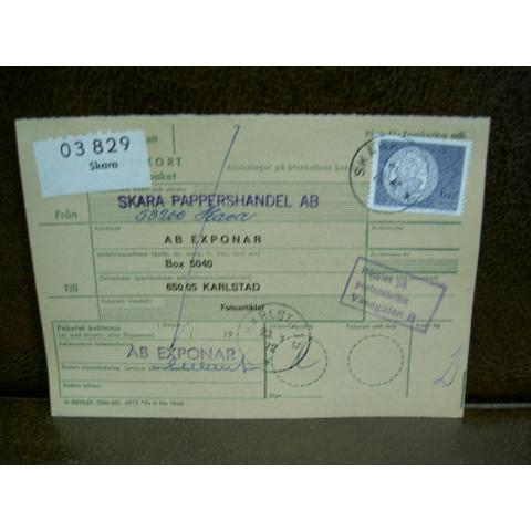 Paketavi med stämplade frimärken - 1972 - Skara 1 till Karlstad 5