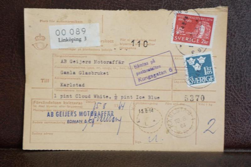 Frimärken på adresskort - stämplat 1964 - Lindköping 3 - Karlstad 