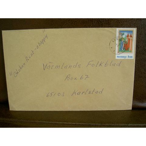 Paketavi med stämplade frimärken - 1977 - Lesjöfors till Karlstad