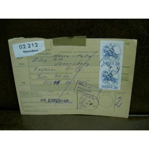 Paketavi med stämplade frimärken - 1972 -  Vänersborg 1 till Karlstad 5