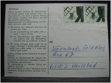 Adressndringskort med stämplade frimärken - 1972 - Karlstad